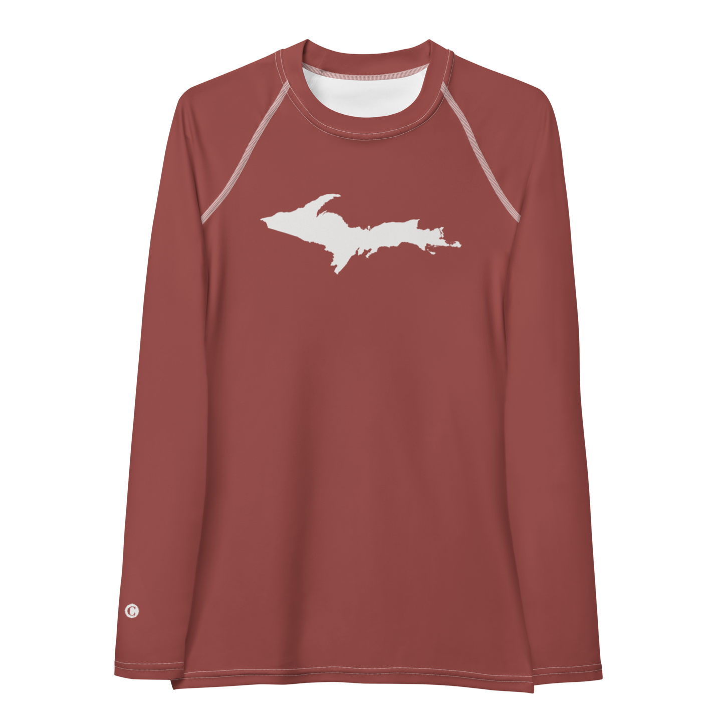 Michigan Upper Peninsula Rash Guard (w/ UP Outline) | Women's - Ore Dock Red