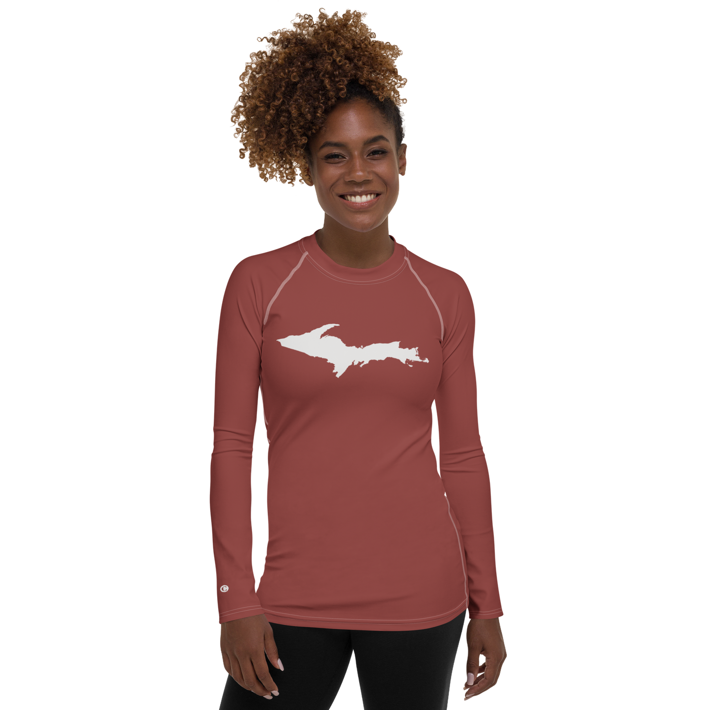 Michigan Upper Peninsula Rash Guard (w/ UP Outline) | Women's - Ore Dock Red