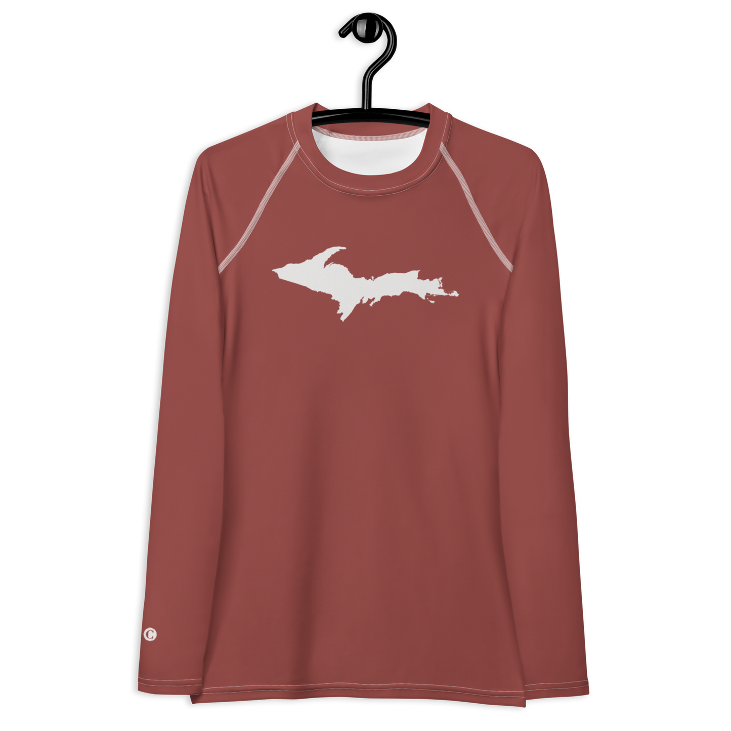 Michigan Upper Peninsula Rash Guard (w/ UP Outline) | Women's - Ore Dock Red