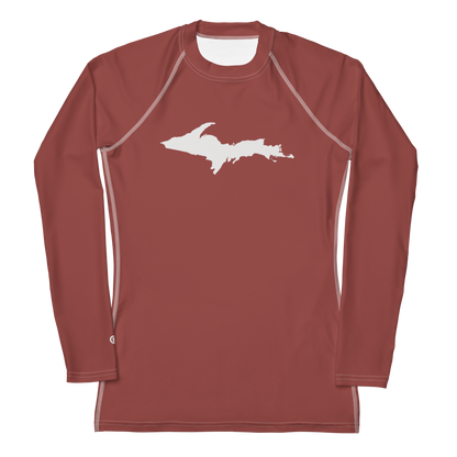 Michigan Upper Peninsula Rash Guard (w/ UP Outline) | Women's - Ore Dock Red