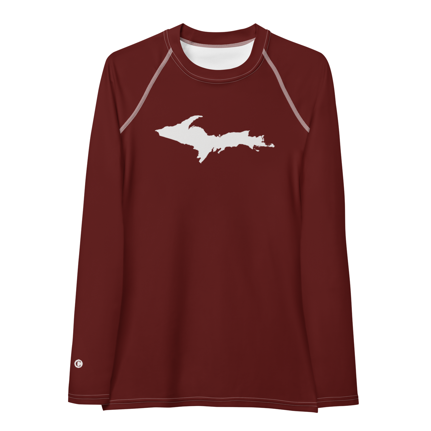 Michigan Upper Peninsula Rash Guard (w/ UP Outline) | Women's - Cherrywood Color