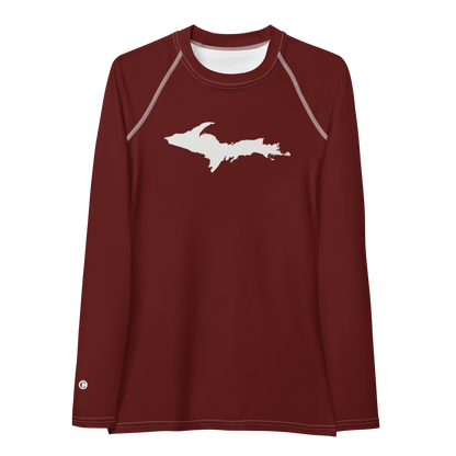 Michigan Upper Peninsula Rash Guard (w/ UP Outline) | Women's - Cherrywood Color