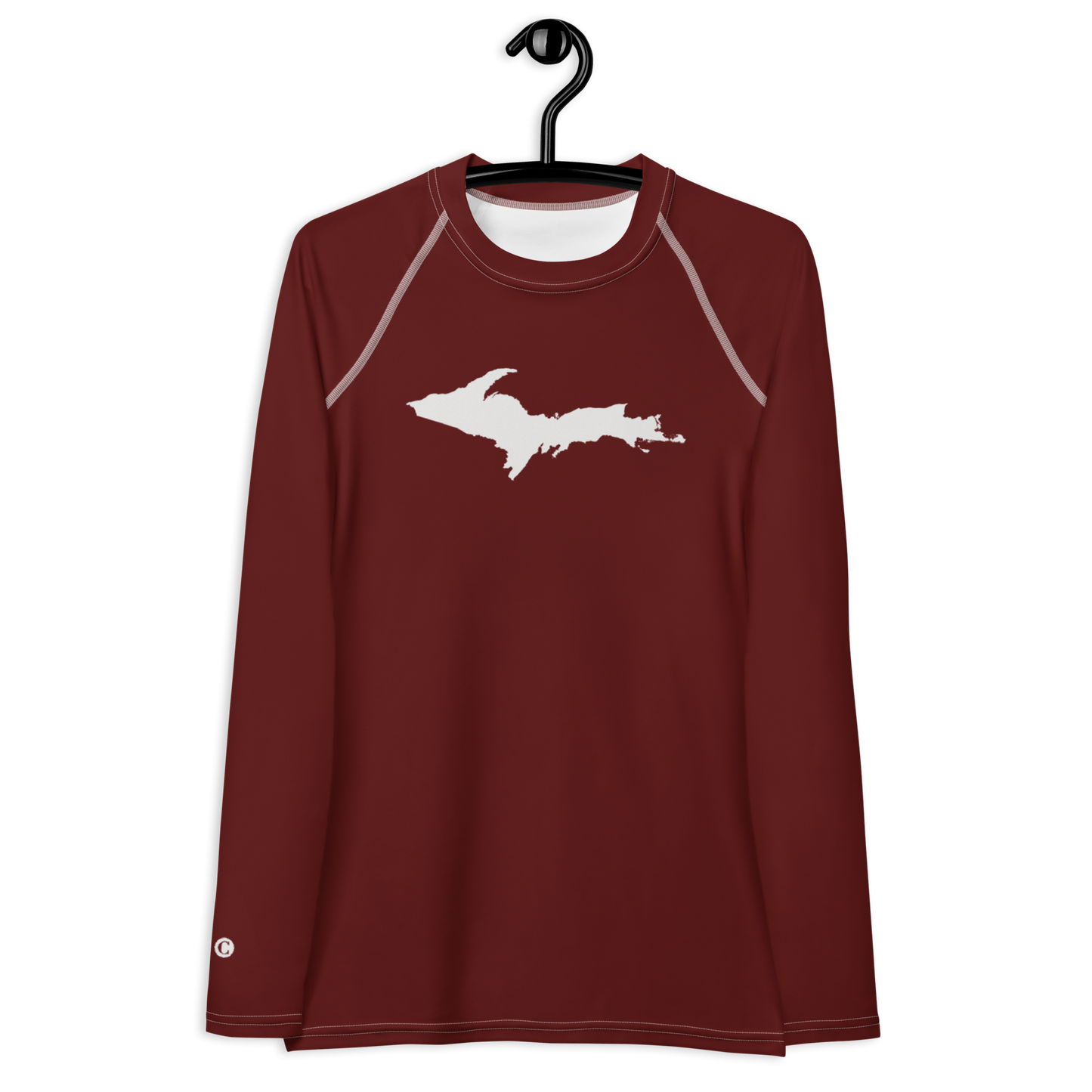 Michigan Upper Peninsula Rash Guard (w/ UP Outline) | Women's - Cherrywood Color