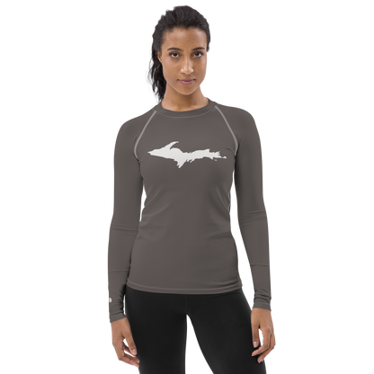 Michigan Upper Peninsula Rash Guard (w/ UP Outline) | Women's - Warren Tank Grey