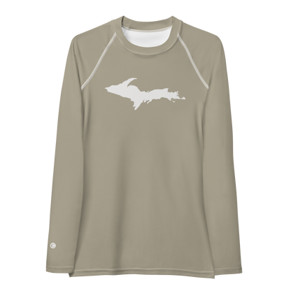 Michigan Upper Peninsula Rash Guard (w/ UP Outline) | Women's - Petoskey Stone Beige