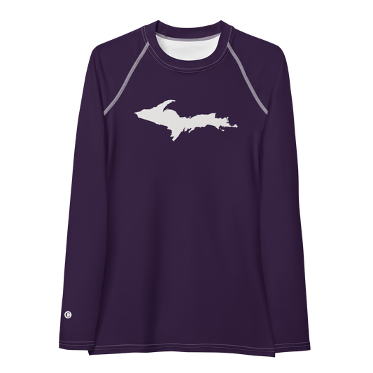 Michigan Upper Peninsula Rash Guard (w/ UP Outline) | Women's - Blackcurrant