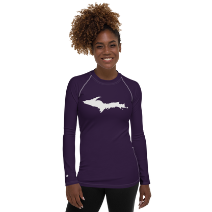 Michigan Upper Peninsula Rash Guard (w/ UP Outline) | Women's - Blackcurrant