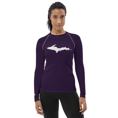 Michigan Upper Peninsula Rash Guard (w/ UP Outline) | Women's - Blackcurrant