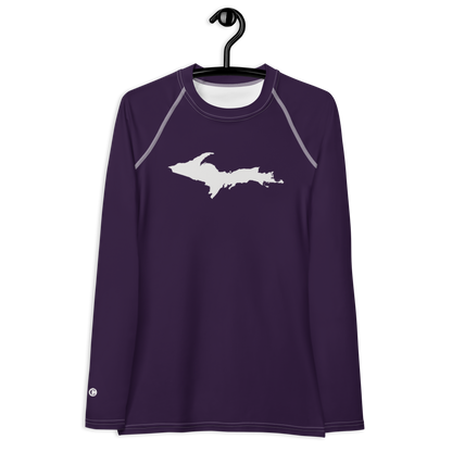 Michigan Upper Peninsula Rash Guard (w/ UP Outline) | Women's - Blackcurrant