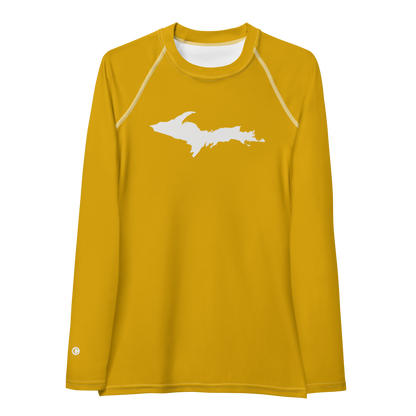 Michigan Upper Peninsula Rash Guard (w/ UP Outline) | Women's - Gold Bullion