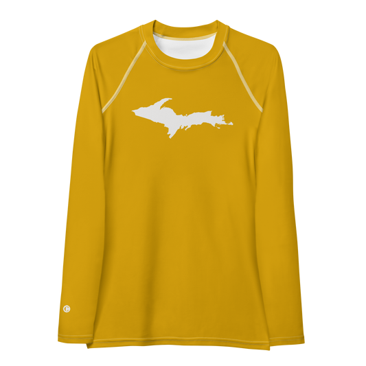 Michigan Upper Peninsula Rash Guard (w/ UP Outline) | Women's - Gold Bullion