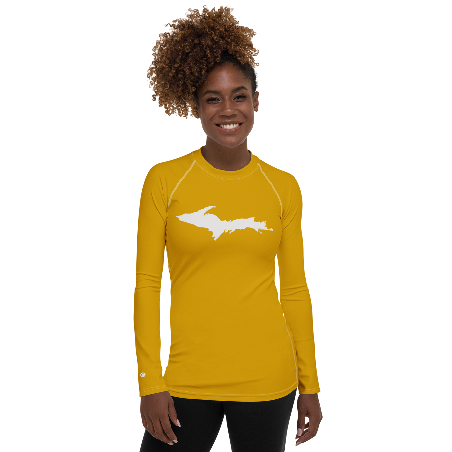 Michigan Upper Peninsula Rash Guard (w/ UP Outline) | Women's - Gold Bullion