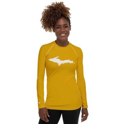 Michigan Upper Peninsula Rash Guard (w/ UP Outline) | Women's - Gold Bullion