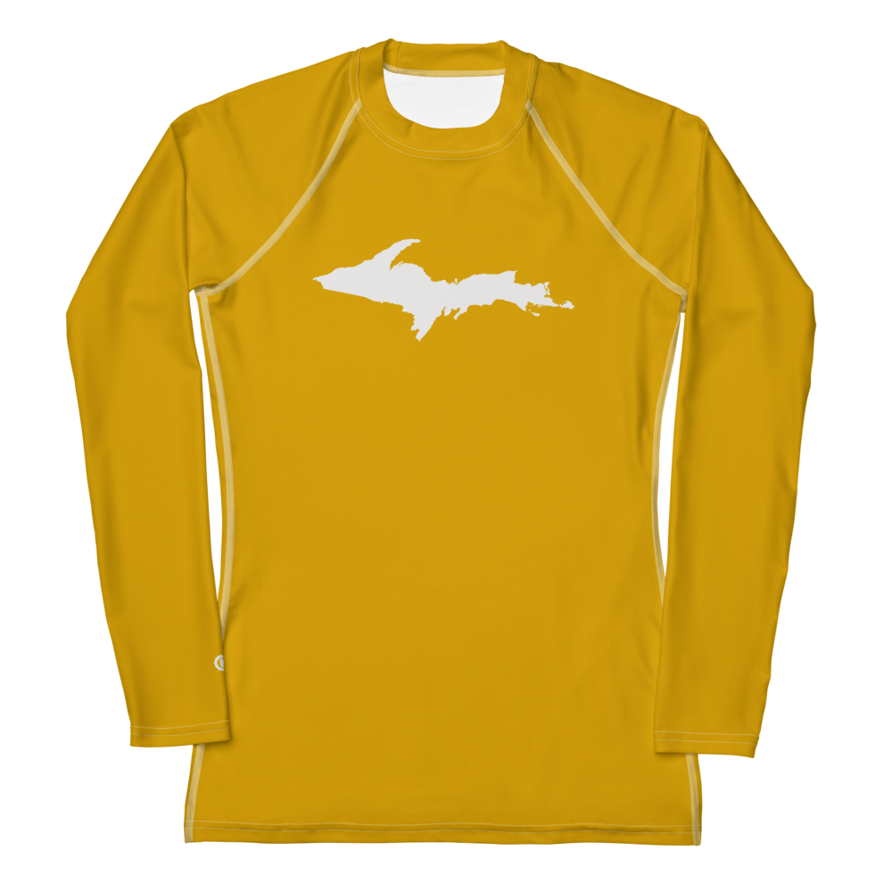 Michigan Upper Peninsula Rash Guard (w/ UP Outline) | Women's - Gold Bullion