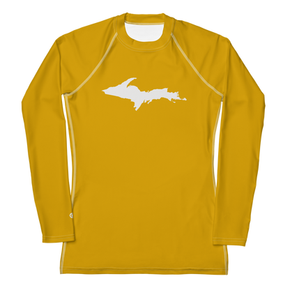 Michigan Upper Peninsula Rash Guard (w/ UP Outline) | Women's - Gold Bullion