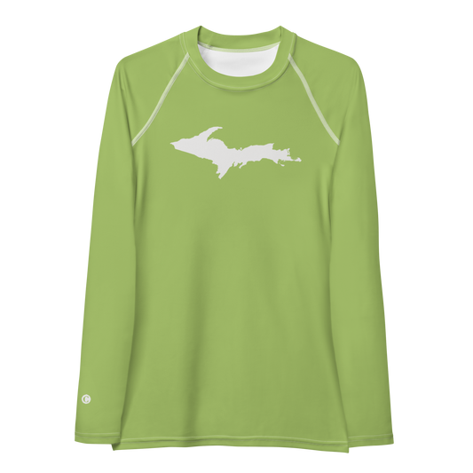 Michigan Upper Peninsula Rash Guard (w/ UP Outline) | Women's - Gooseberry Green