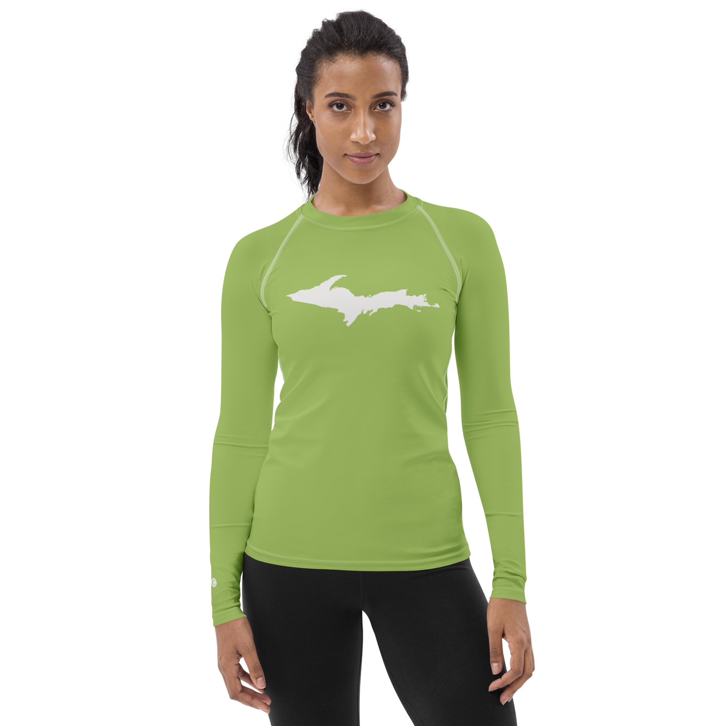 Michigan Upper Peninsula Rash Guard (w/ UP Outline) | Women's - Gooseberry Green