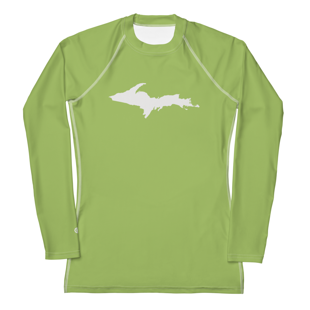 Michigan Upper Peninsula Rash Guard (w/ UP Outline) | Women's - Gooseberry Green