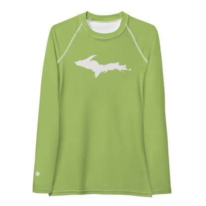 Michigan Upper Peninsula Rash Guard (w/ UP Outline) | Women's - Gooseberry Green