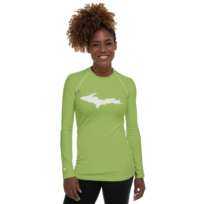 Michigan Upper Peninsula Rash Guard (w/ UP Outline) | Women's - Gooseberry Green