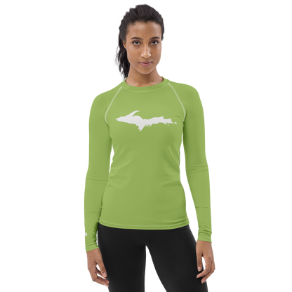 Michigan Upper Peninsula Rash Guard (w/ UP Outline) | Women's - Gooseberry Green