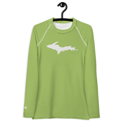 Michigan Upper Peninsula Rash Guard (w/ UP Outline) | Women's - Gooseberry Green