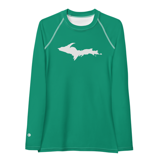 Michigan Upper Peninsula Rash Guard (w/ UP Outline) | Women's - Emerald Green