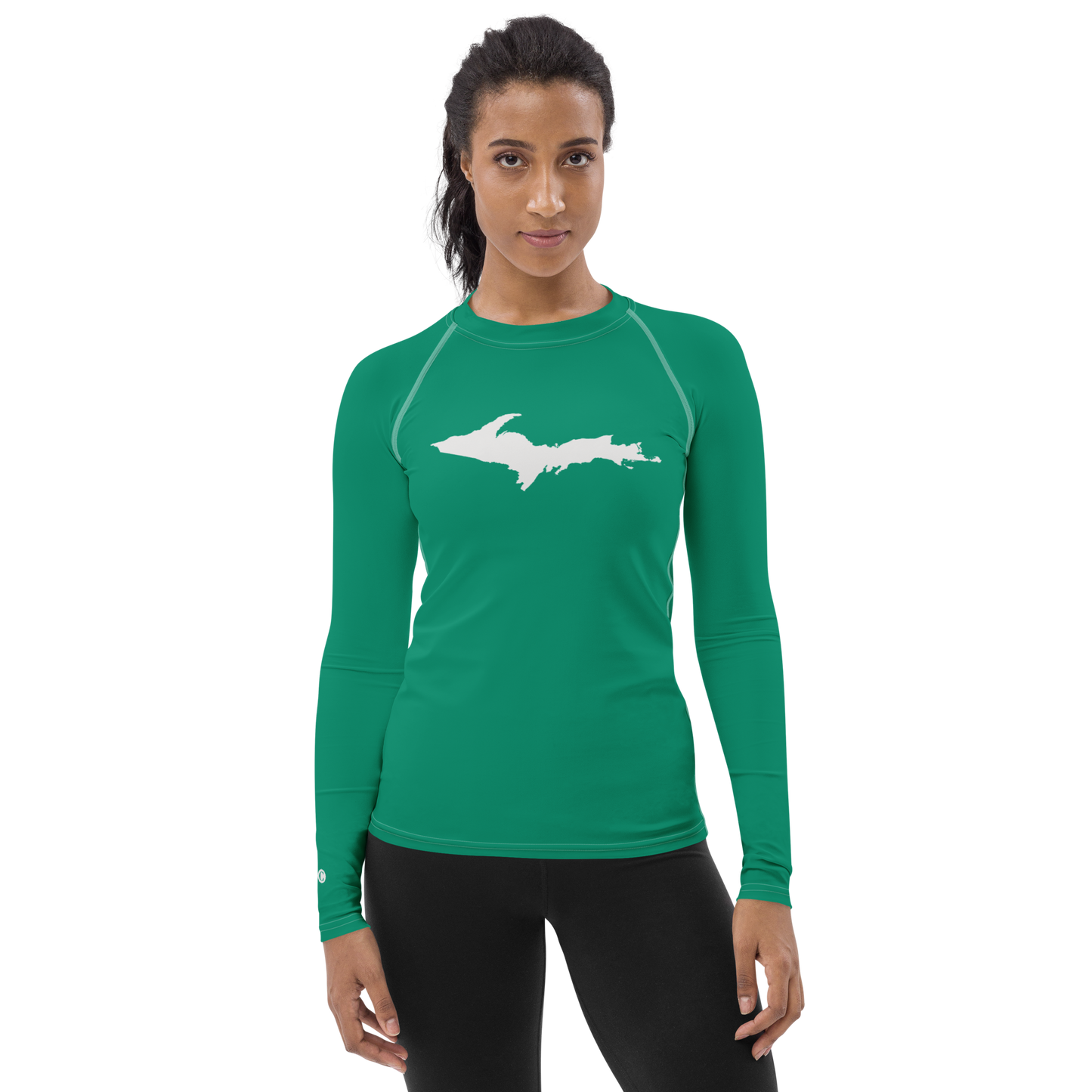 Michigan Upper Peninsula Rash Guard (w/ UP Outline) | Women's - Emerald Green