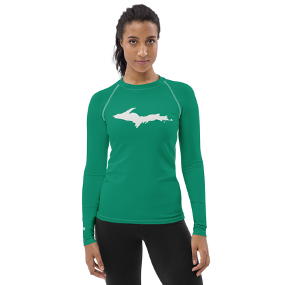 Michigan Upper Peninsula Rash Guard (w/ UP Outline) | Women's - Emerald Green