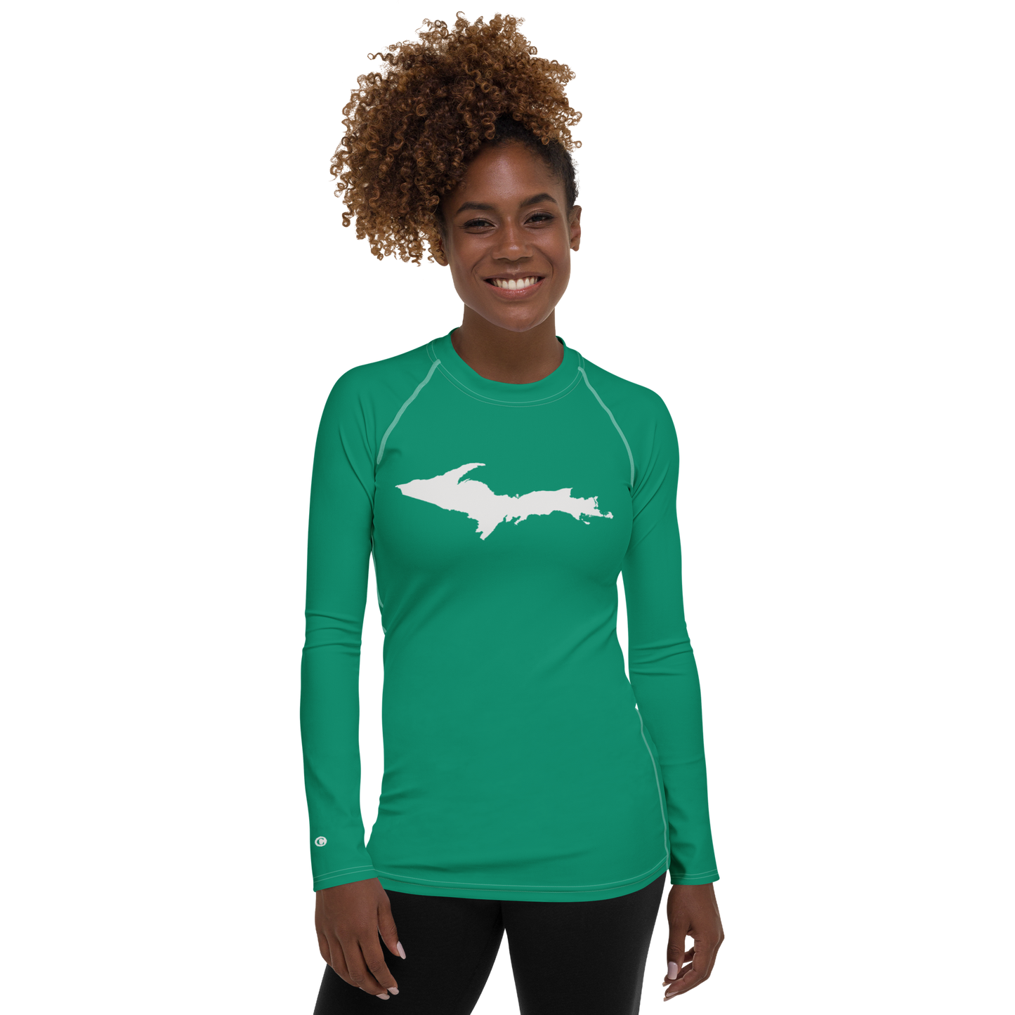 Michigan Upper Peninsula Rash Guard (w/ UP Outline) | Women's - Emerald Green