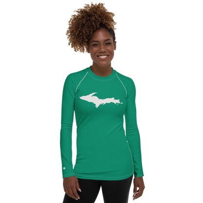 Michigan Upper Peninsula Rash Guard (w/ UP Outline) | Women's - Emerald Green