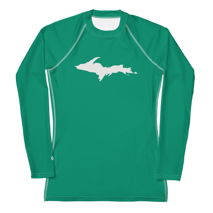 Michigan Upper Peninsula Rash Guard (w/ UP Outline) | Women's - Emerald Green