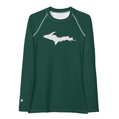 Michigan Upper Peninsula Rash Guard (w/ UP Outline) | Women's - Laconic Green