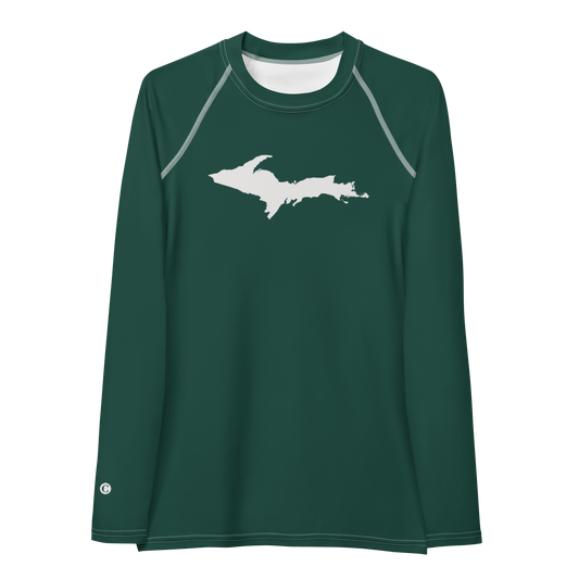 Michigan Upper Peninsula Rash Guard (w/ UP Outline) | Women's - Laconic Green