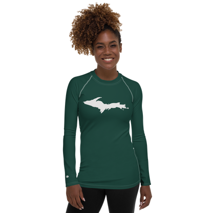 Michigan Upper Peninsula Rash Guard (w/ UP Outline) | Women's - Laconic Green