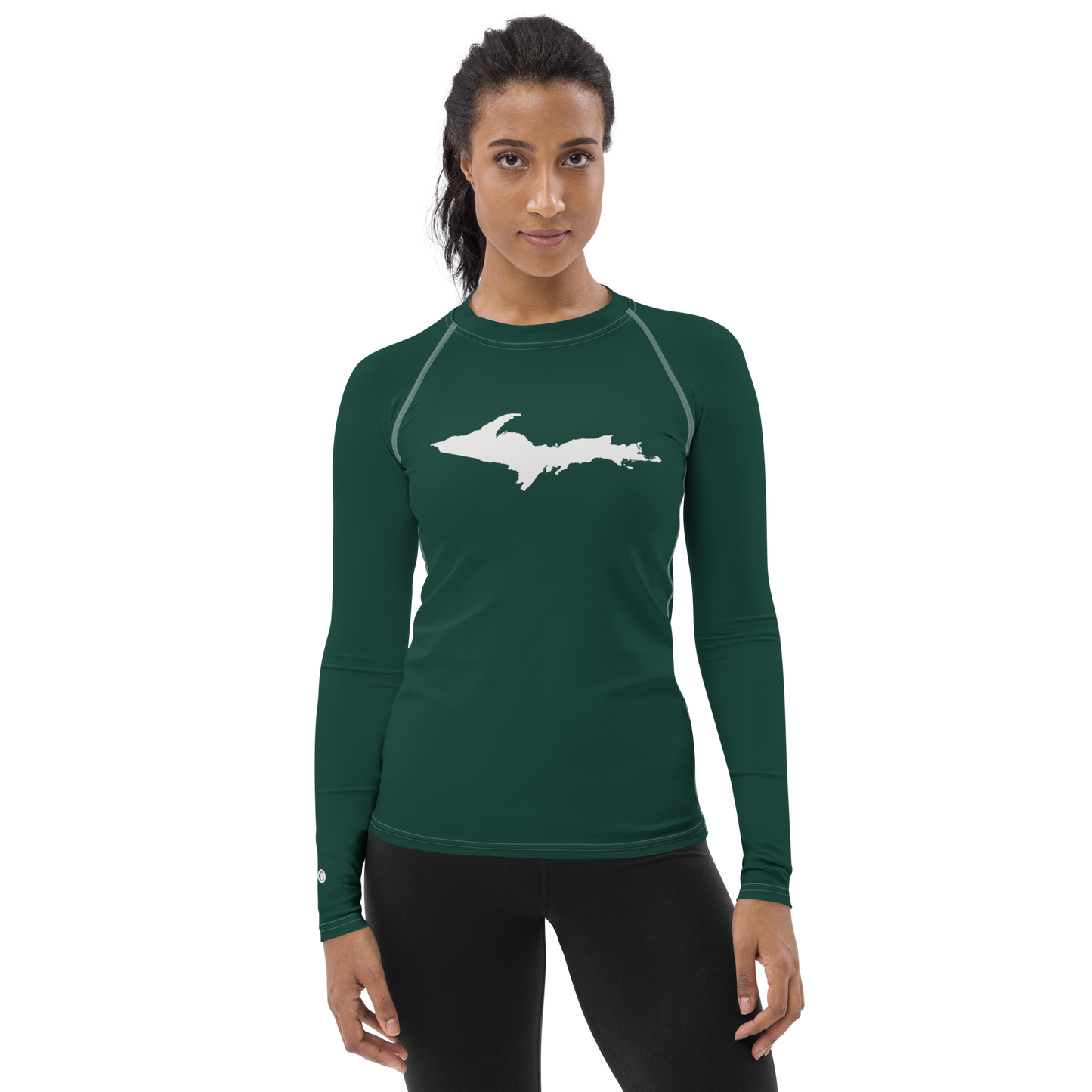 Michigan Upper Peninsula Rash Guard (w/ UP Outline) | Women's - Laconic Green