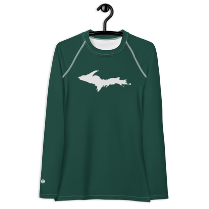 Michigan Upper Peninsula Rash Guard (w/ UP Outline) | Women's - Laconic Green