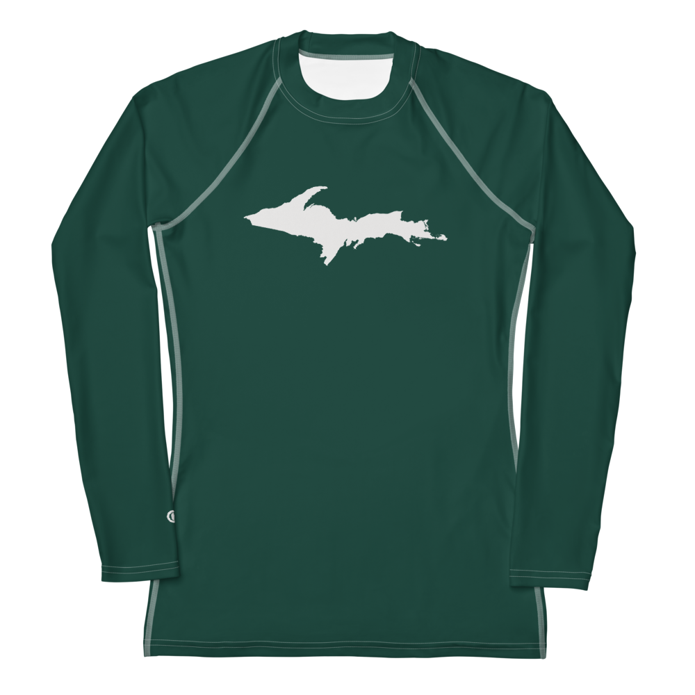 Michigan Upper Peninsula Rash Guard (w/ UP Outline) | Women's - Laconic Green