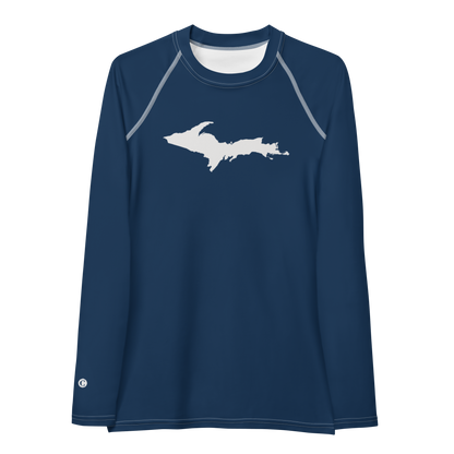 Michigan Upper Peninsula Rash Guard (w/ UP Outline) | Women's - Navy