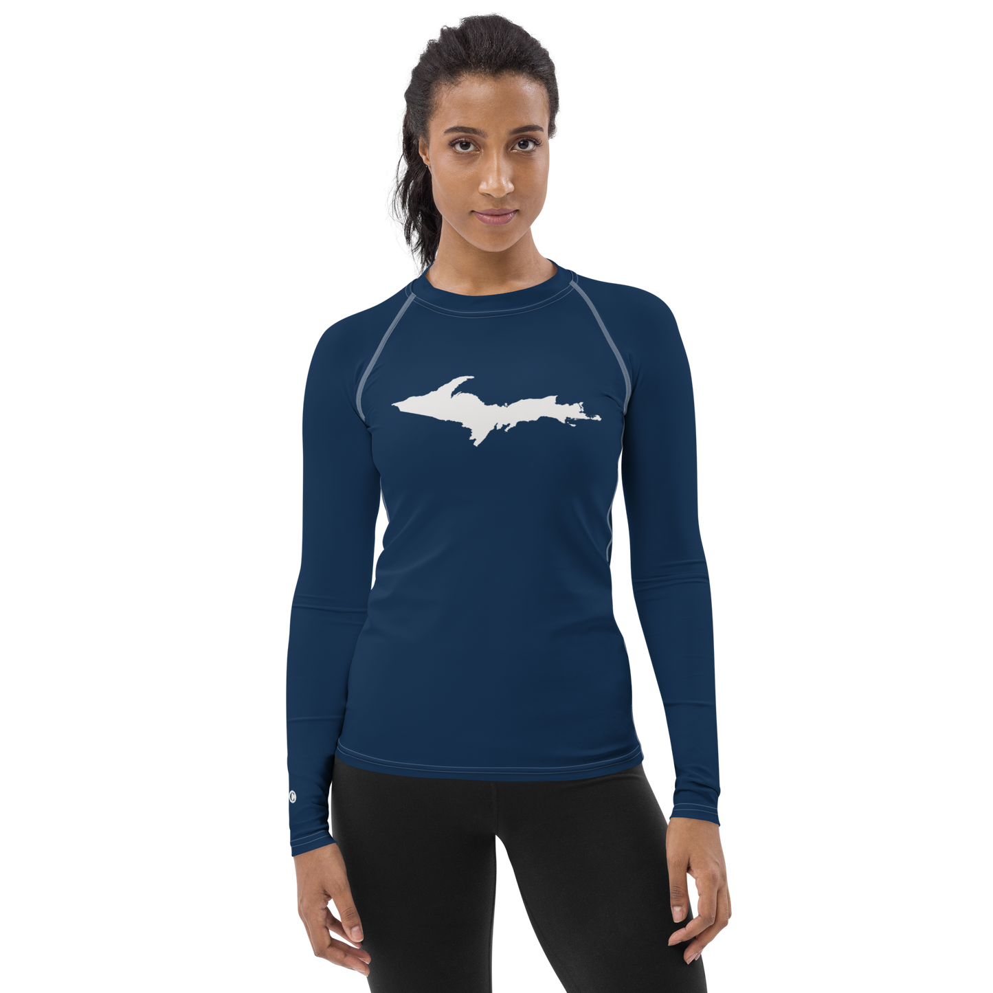 Michigan Upper Peninsula Rash Guard (w/ UP Outline) | Women's - Navy