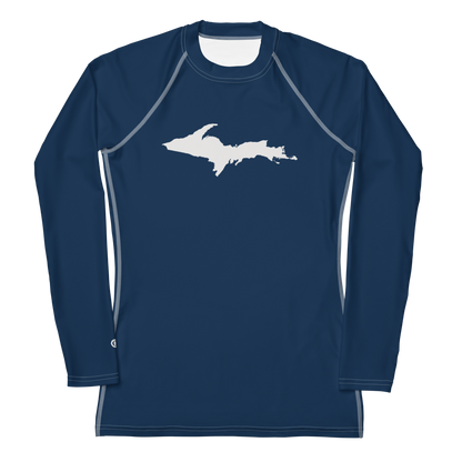 Michigan Upper Peninsula Rash Guard (w/ UP Outline) | Women's - Navy