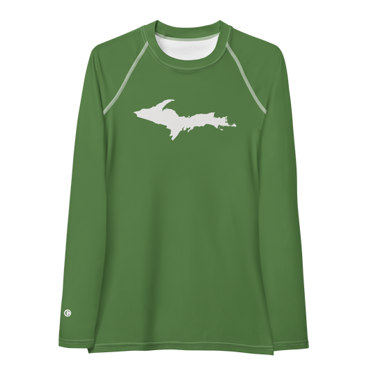 Michigan Upper Peninsula Rash Guard (w/ UP Outline) | Women's - Pine Green