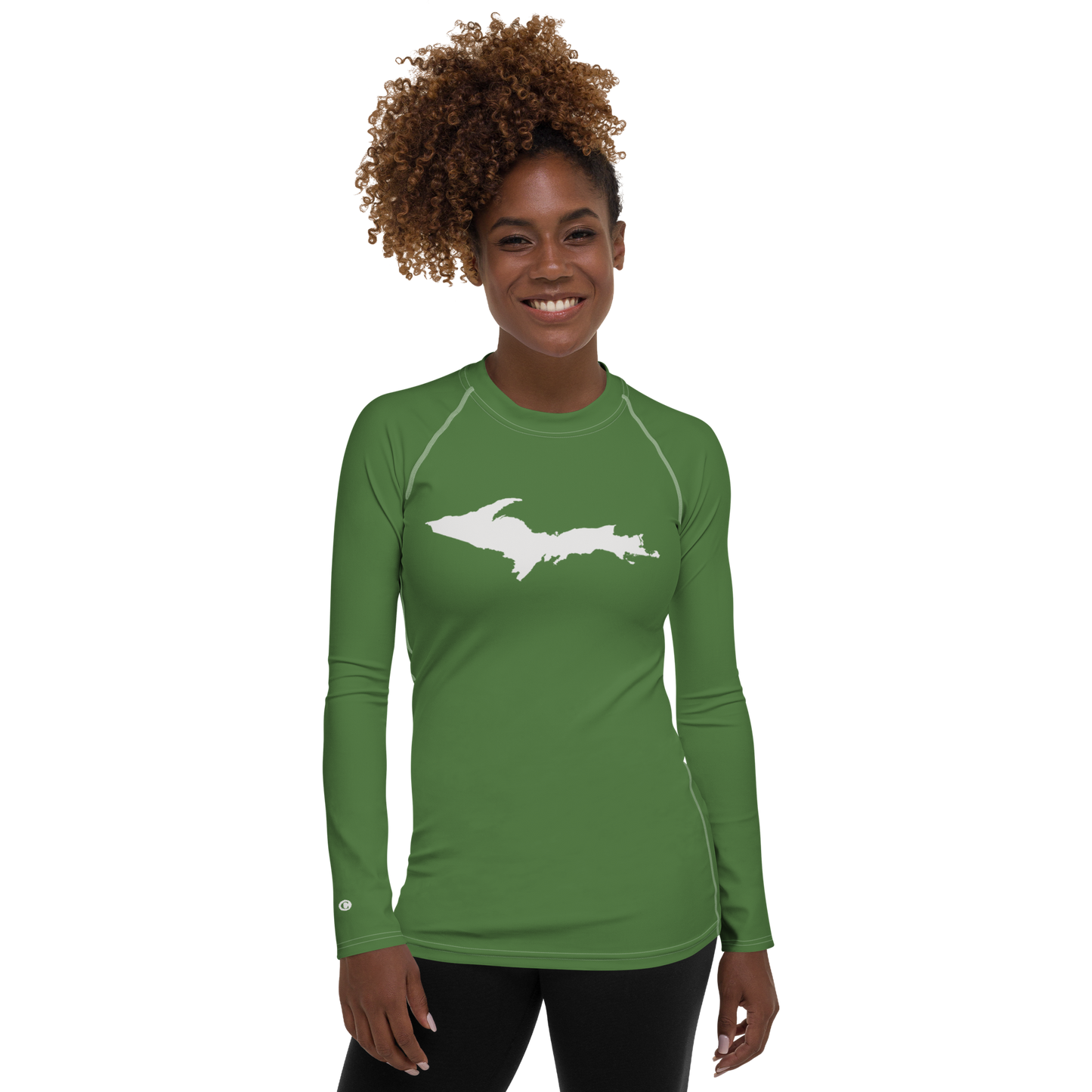 Michigan Upper Peninsula Rash Guard (w/ UP Outline) | Women's - Pine Green