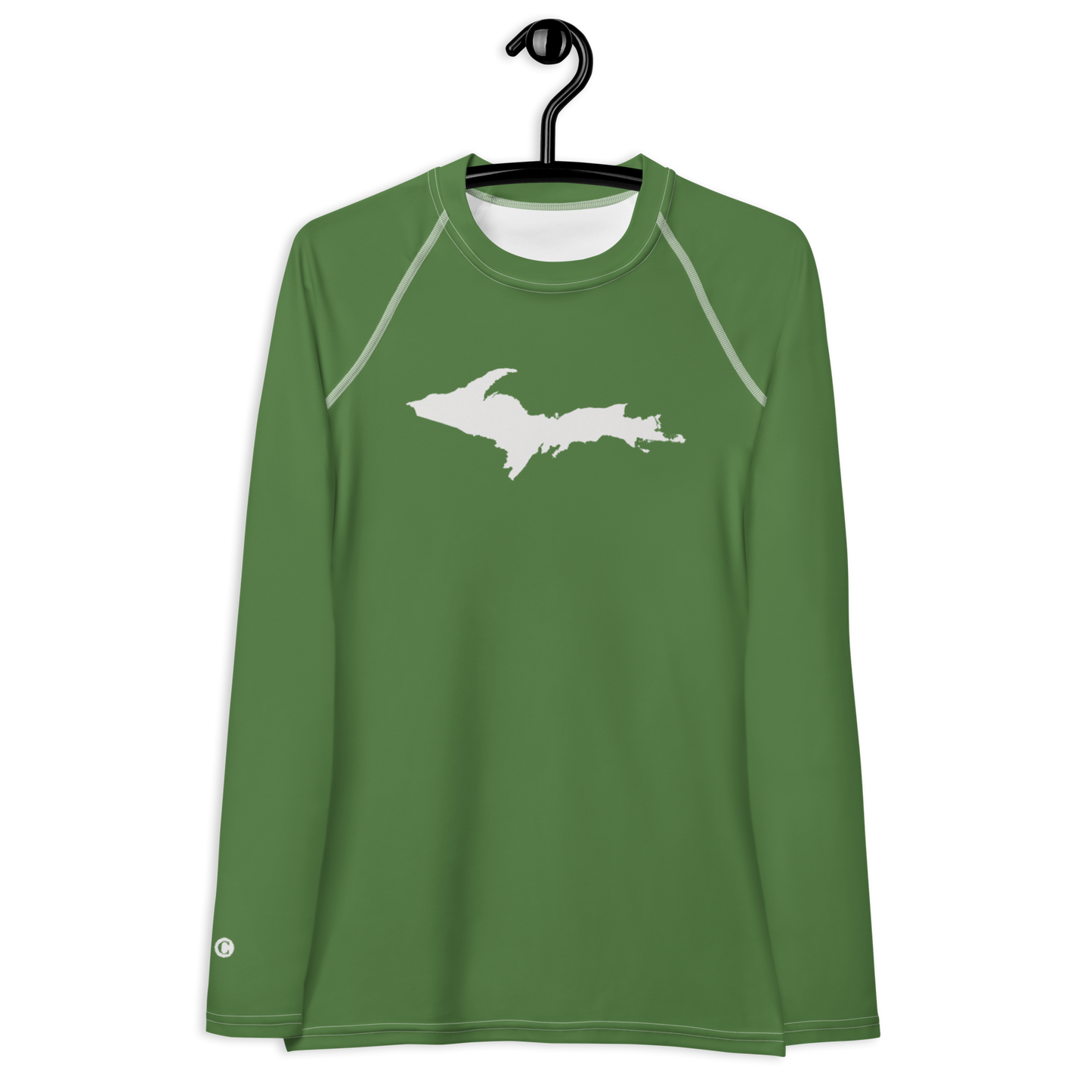 Michigan Upper Peninsula Rash Guard (w/ UP Outline) | Women's - Pine Green