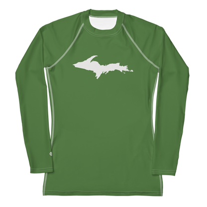 Michigan Upper Peninsula Rash Guard (w/ UP Outline) | Women's - Pine Green