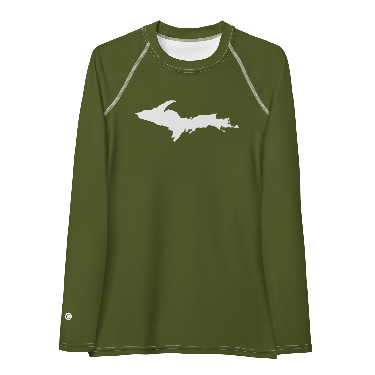 Michigan Upper Peninsula Rash Guard (w/ UP Outline) | Women's - Army Green