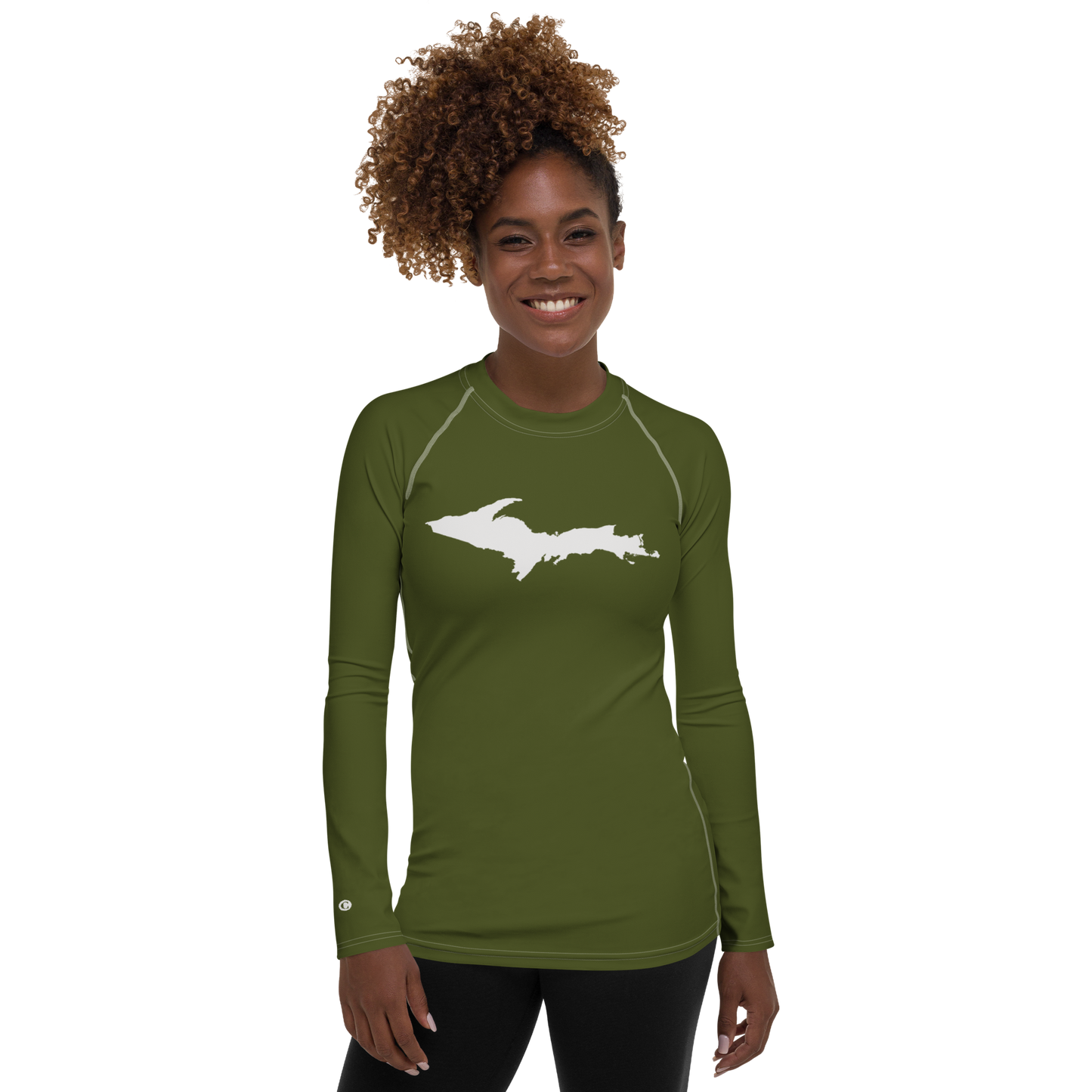 Michigan Upper Peninsula Rash Guard (w/ UP Outline) | Women's - Army Green