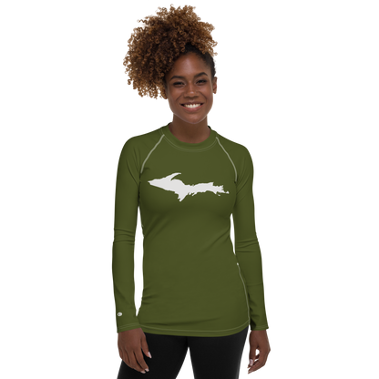 Michigan Upper Peninsula Rash Guard (w/ UP Outline) | Women's - Army Green