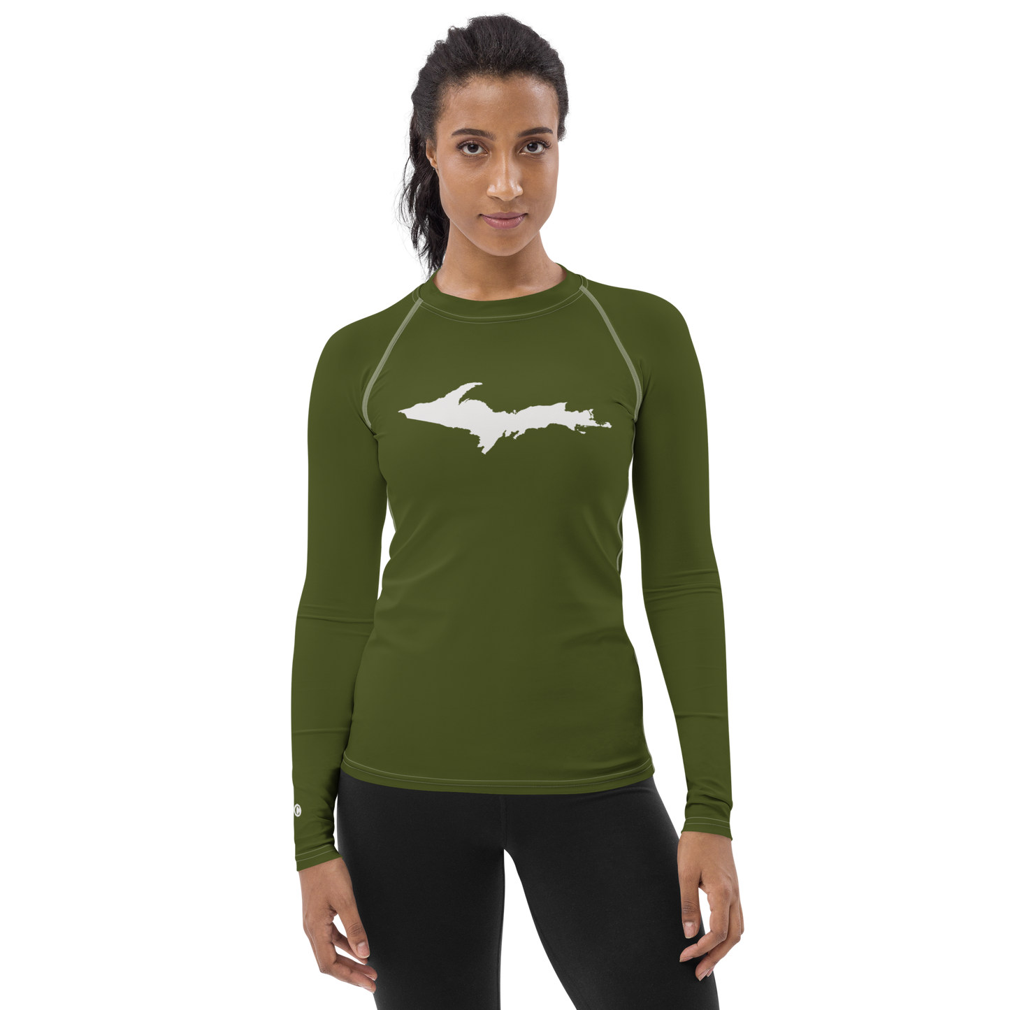 Michigan Upper Peninsula Rash Guard (w/ UP Outline) | Women's - Army Green