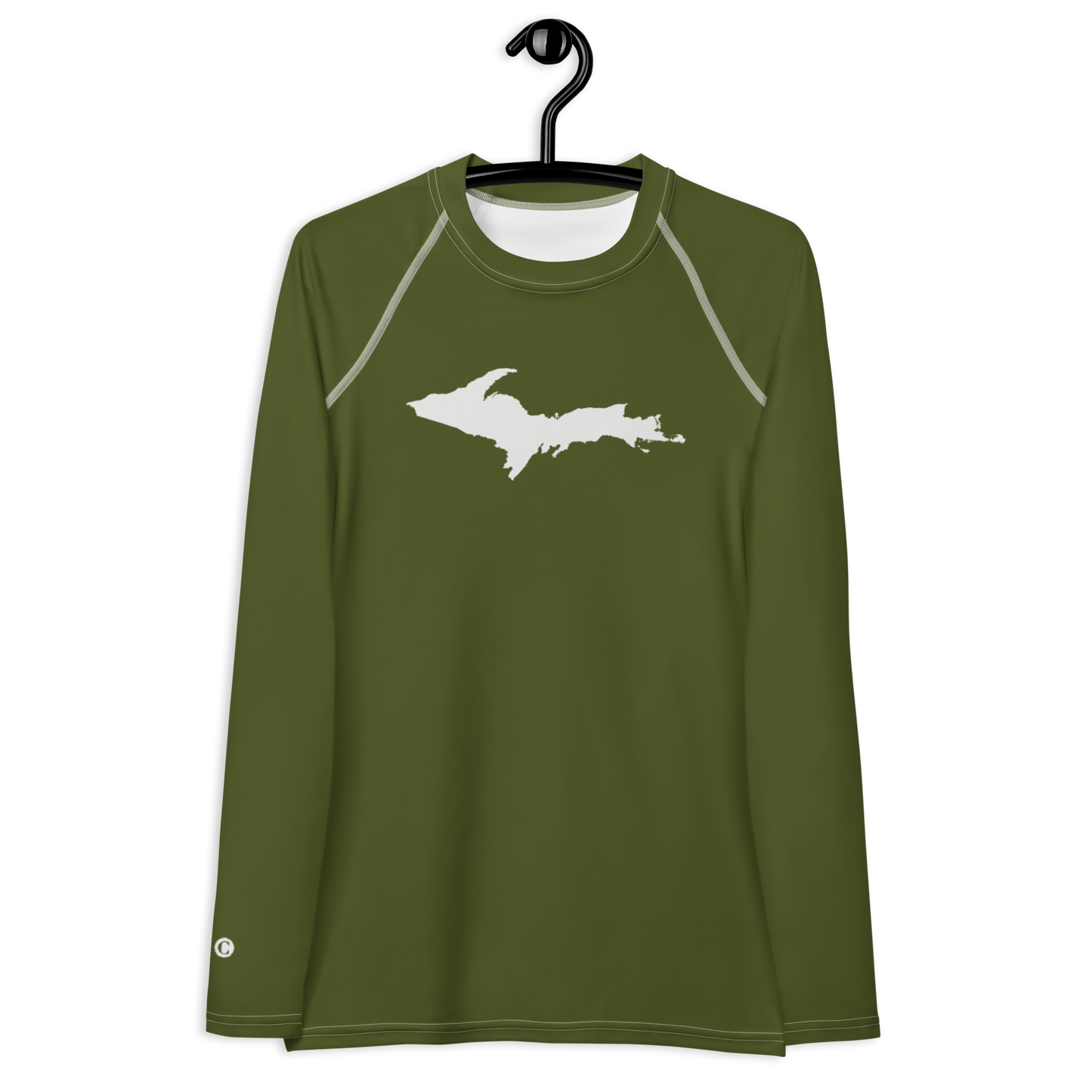 Michigan Upper Peninsula Rash Guard (w/ UP Outline) | Women's - Army Green